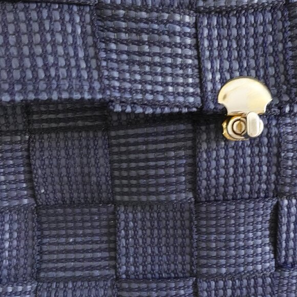 Bertini M&G Italy Dark Blue Woven Strap Handbag Vintage 80s - Picture 3 of 10